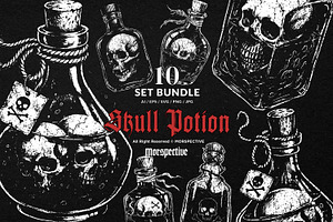 10 Bundle Dark Art Skull Potion, an Illustration by Morspective