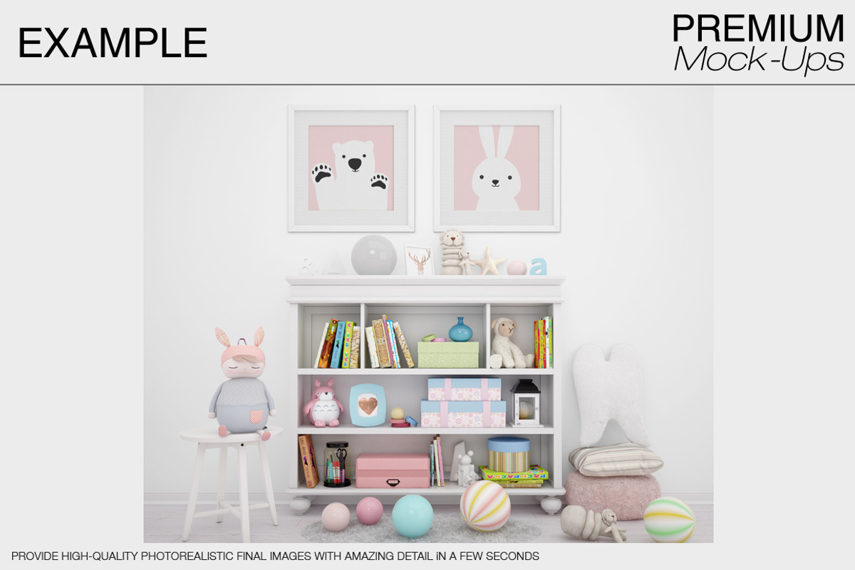 Nursery Wallpaper & Frames Mockups, a Product Mockup by mock-ups (Photo 9 of 23)