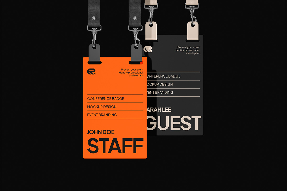 Conference Badge Mockup, an Advertising Mockup by Unerispace (Photo 2 of 5)