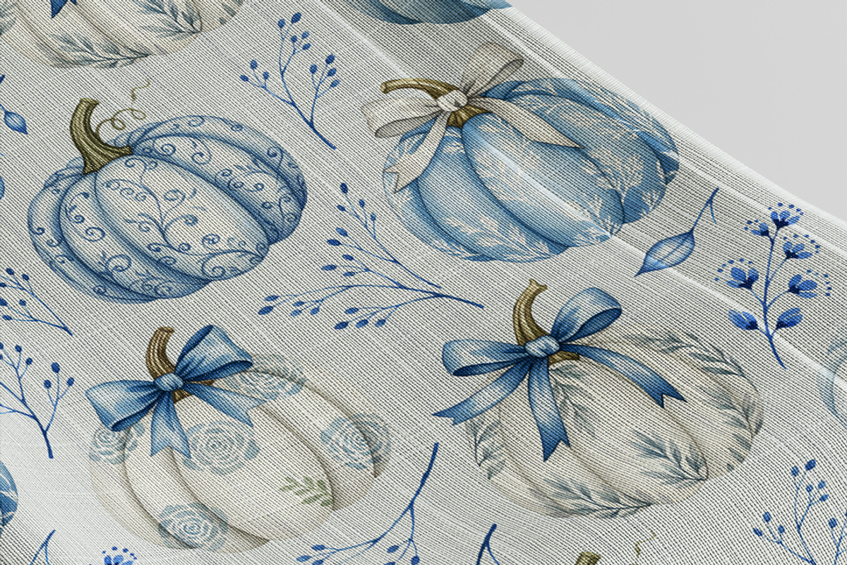 Blue White Pumpkins Seamless Pattern, a Pattern Graphic by Kreeya Art Shop (Photo 6 of 9)