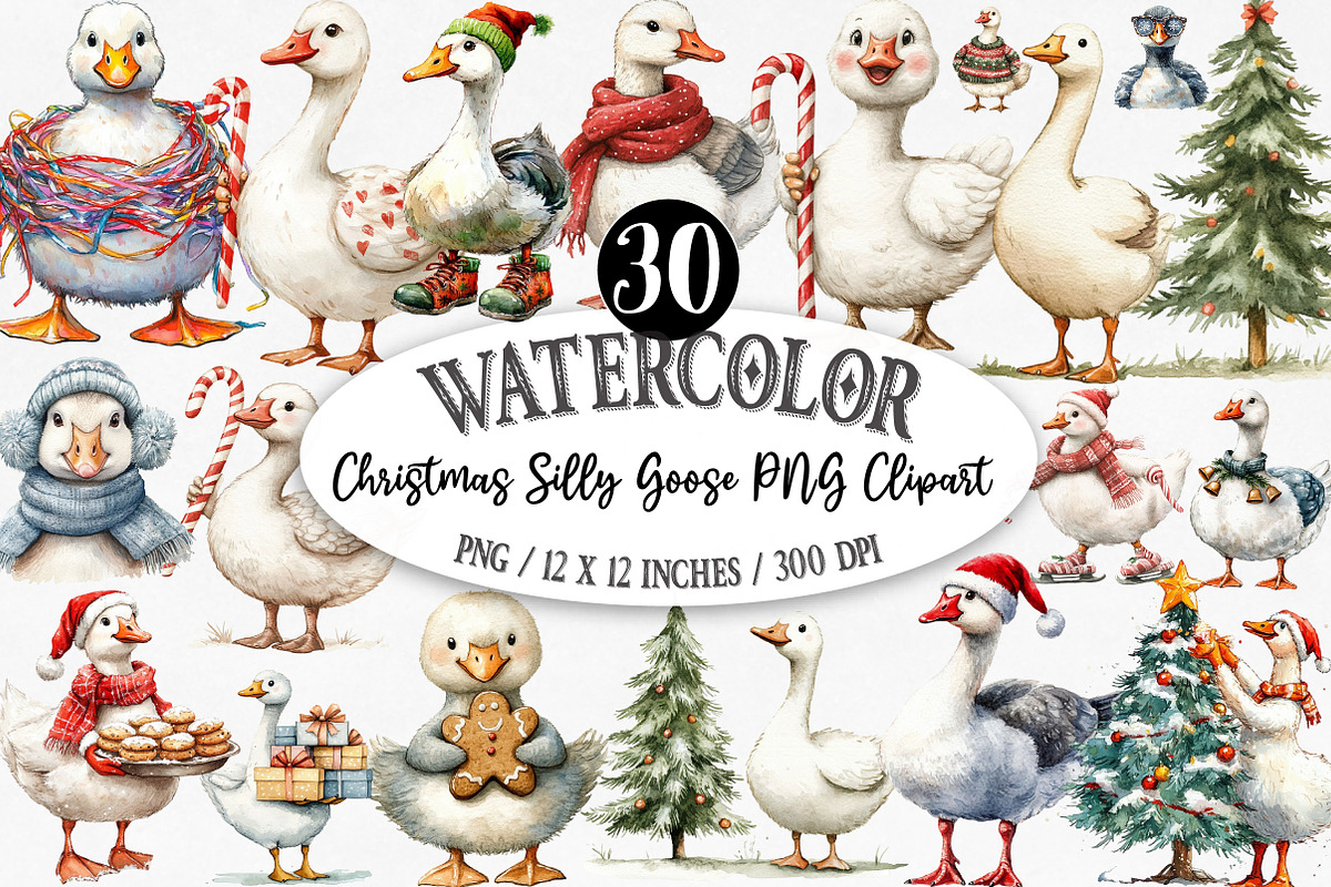 Christmas Silly Goose PNG Clipart, an Illustration by Designking (Photo 1 of 5)