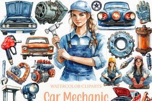 Car Mechanic Clipart, an Illustration by Craft Nest