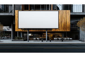 Empty white billboard above an, an Object Illustration by Sergey Kotenev