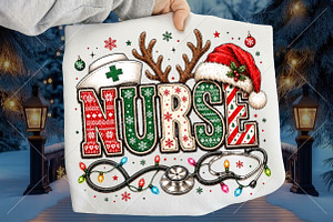 Christmas Nurse Sublimation PNG, a Seasonal Illustration by Canvas Craft