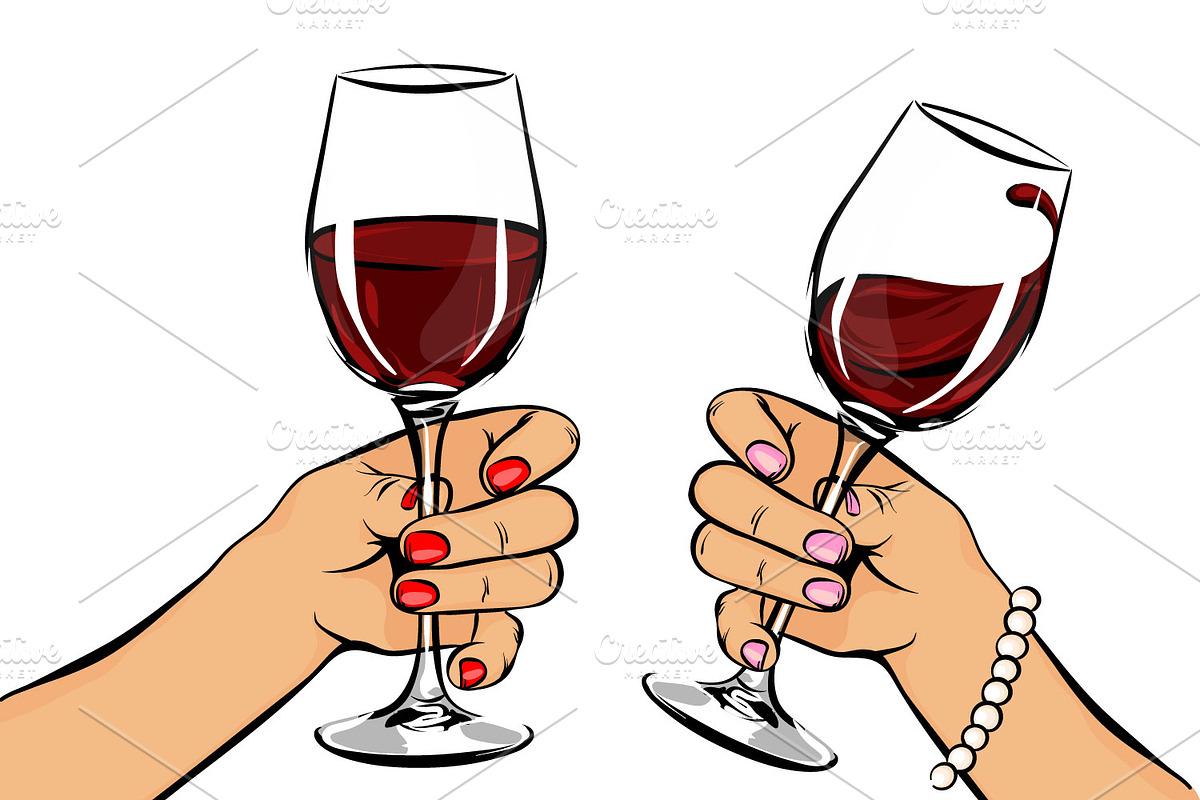 Woman holding glass of wine POP ART, a Food Illustration by Kapitosh (Photo 6 of 8)