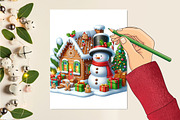Christmas Funny Snowman Watercolor, a Seasonal Illustration by Craft Nest (Thumbnail 2 of 5)