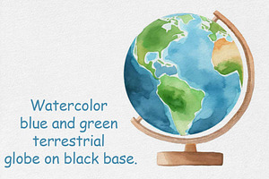 Watercolor vector terrestrial globe, an Education Illustration by Deckar_art