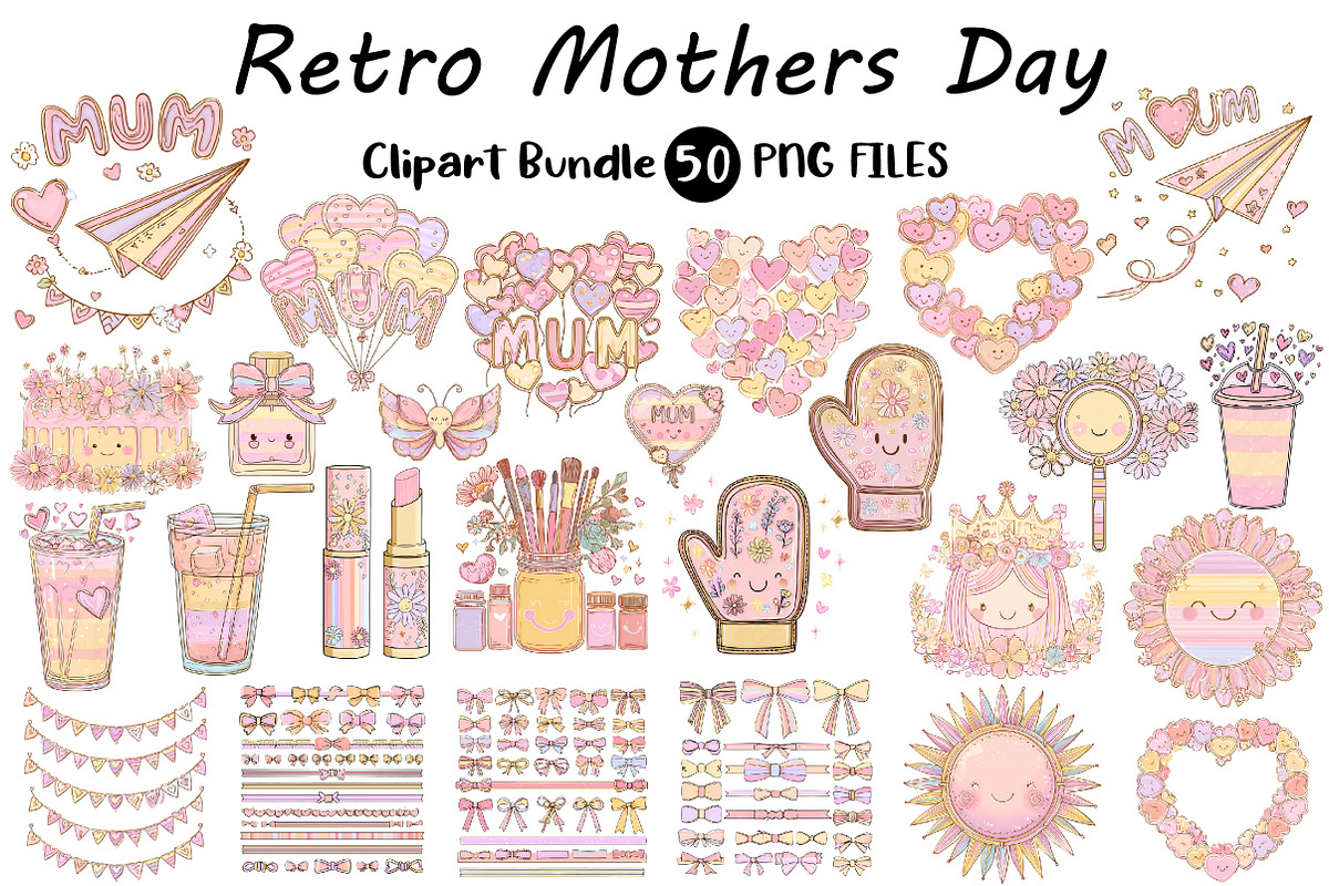 Retro Mother's Day Clipart, an Illustration by Digital Artistic99 (Photo 1 of 8)