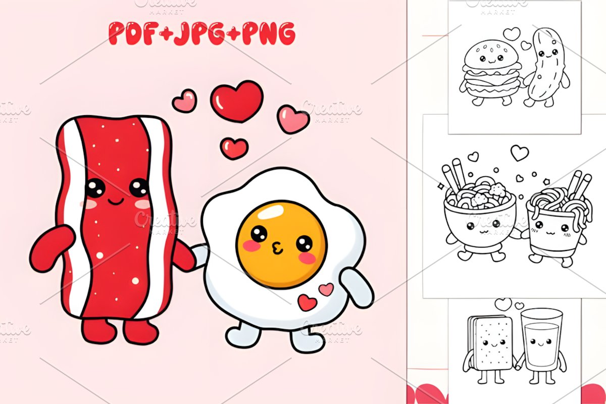 Perfect Match Food Coloring Pages, a Food Illustration by Ink Gallery (Photo 2 of 4)
