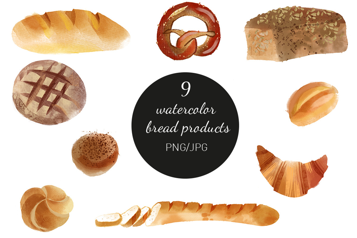 Watercolor bread, a Decorative Illustration by Tatiana Davidova (Photo 2 of 3)