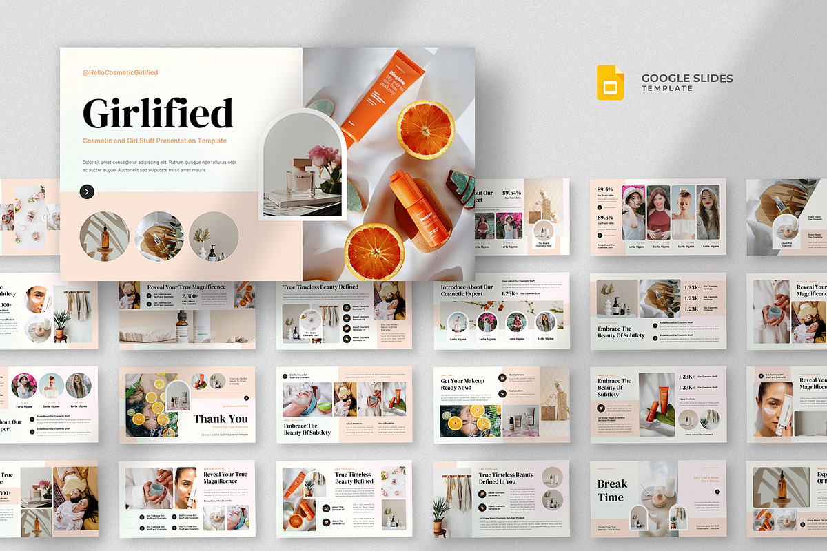 Beauty Cosmetic Google Slides, a Presentation Template by fluffstudio (Photo 1 of 4)