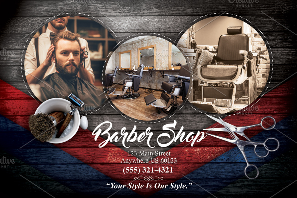 Barber Shop Flyer, a Flyer Template by Nate Bartlett Design (Photo 1 of 3)