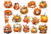 Watercolor Autumn Clipart PNG, a Food Illustration by GlamArtZhanna (Thumbnail 3 of 5)