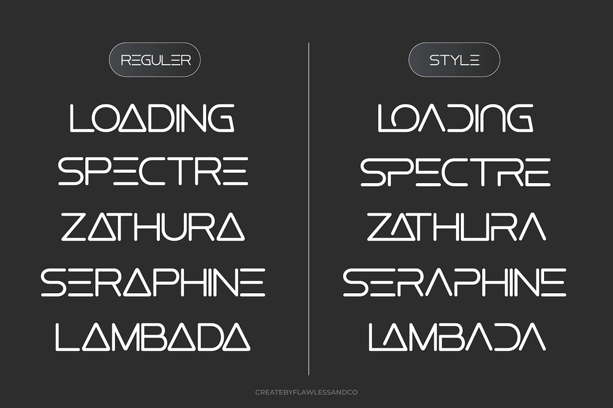 Zoqula – Futuristic Font, a Font by Flawless And Co (Photo 2 of 10)
