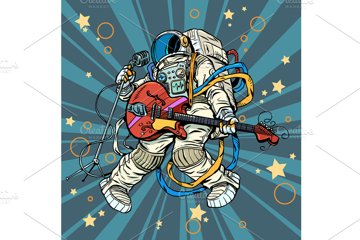 Pop Art Retro An astronaut sings, an Illustration by studiostoks
