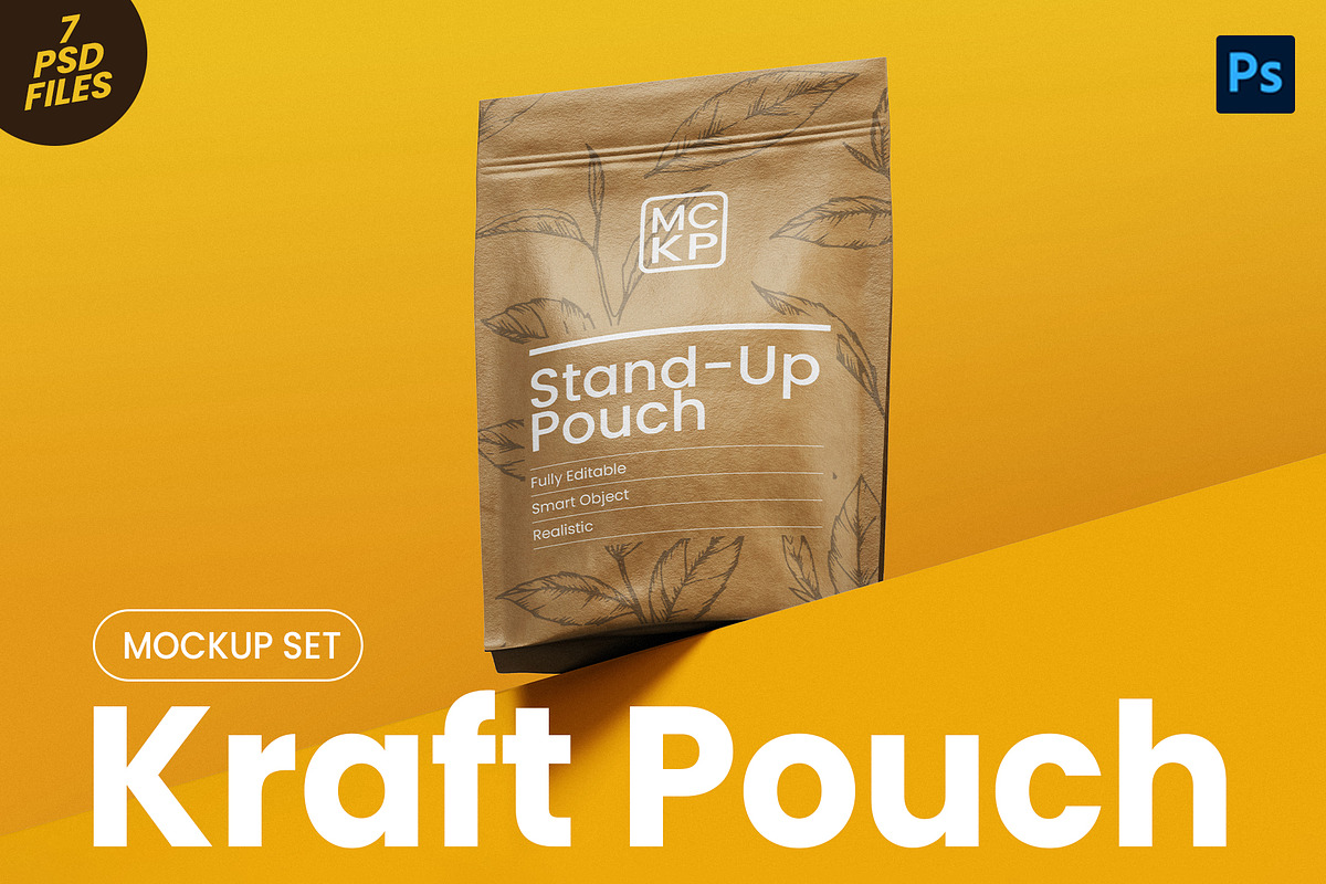 Kraft Pouch Packaging PSD Mockup Set, a Packaging Mockup by Remnand Studio (Photo 1 of 10)