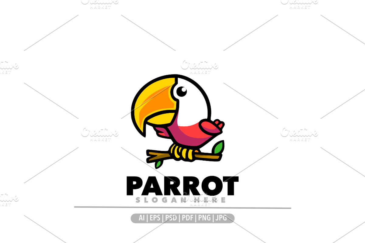 Cute parrot mascot logo, a Branding & Logo Template by Bayuktx