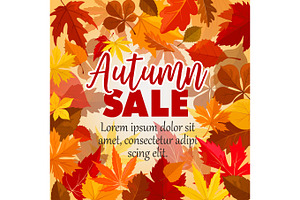 Autumn Sale Vector Poster Of Leaf