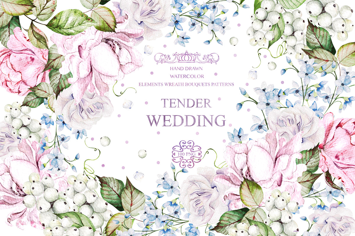 Watercolor Wedding Tender Flowers, an Object Graphic by Knopazyzy (Photo 1 of 17)