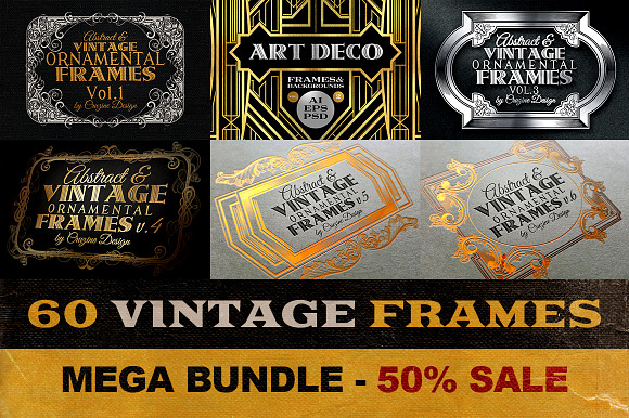 60 Vintage Frame Templates preview 6