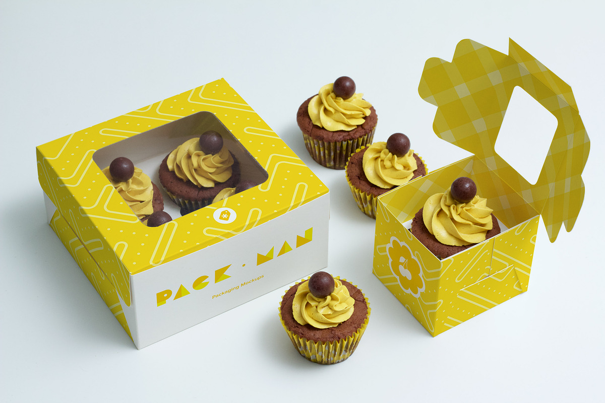 Cupcake Boxes Mockup, a Cups & Container Mockup by Ktyellow (Photo 1 of 7)