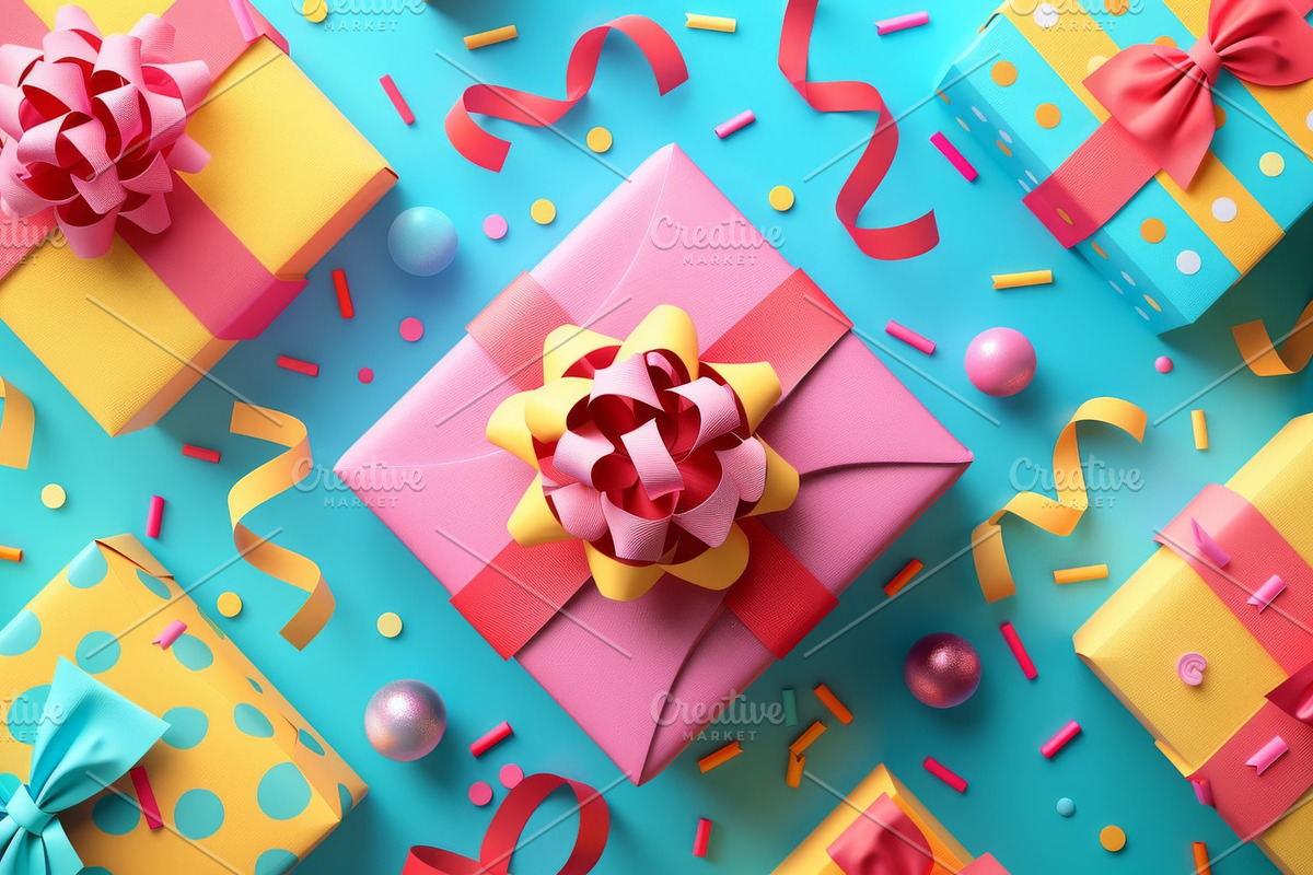 86 Gift boxes with ribbons and bows, a Holiday Photo by Handmadefont (Photo 59 of 90)