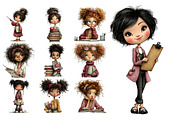 Student Girls PNG Clipart Bundle, a Person Illustration by Nicolle's Colorful Art (Thumbnail 5 of 5)