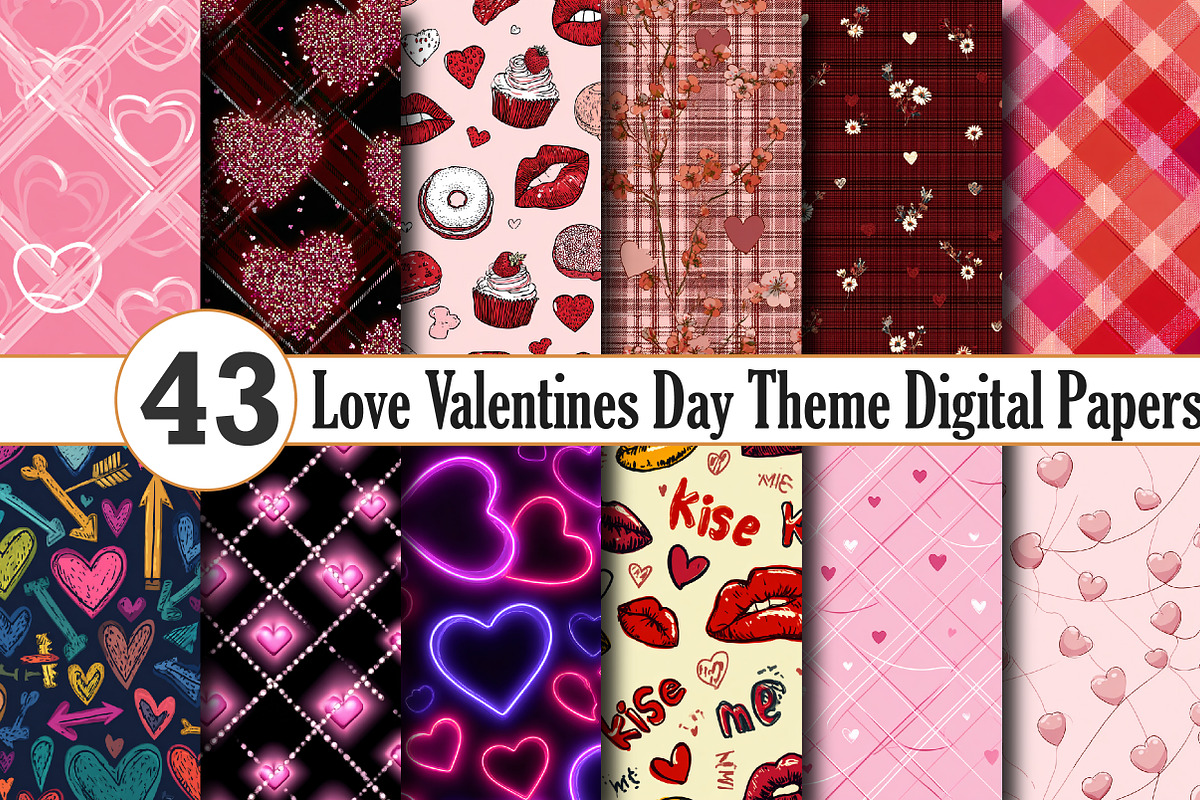 Love Valentine's Day Digital Papers, a Pattern Graphic by Canvas Craft (Photo 1 of 4)