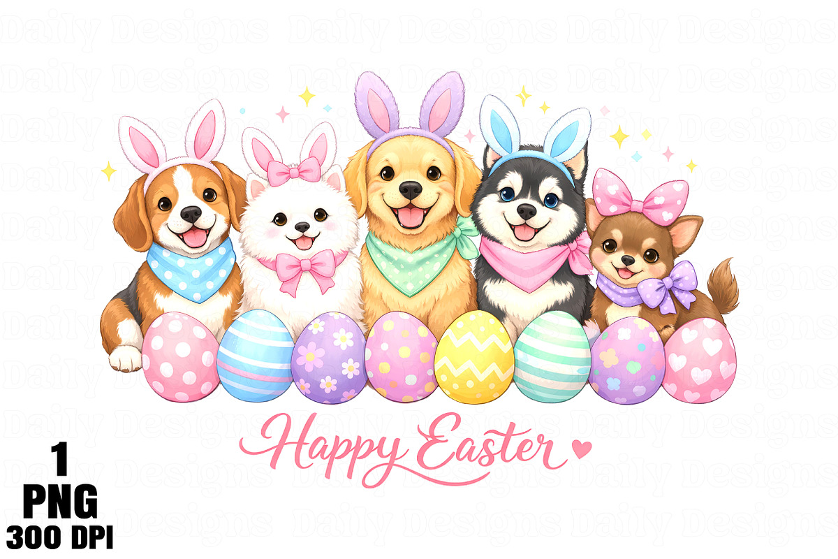 Easter Dogs Family Bunny Sublimation, an Illustration by Daily.Designs (Photo 1 of 4)