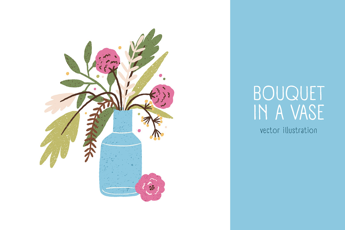 Bouquet of flowers in vase, a Decorative Illustration by Good Studio (Photo 1 of 3)
