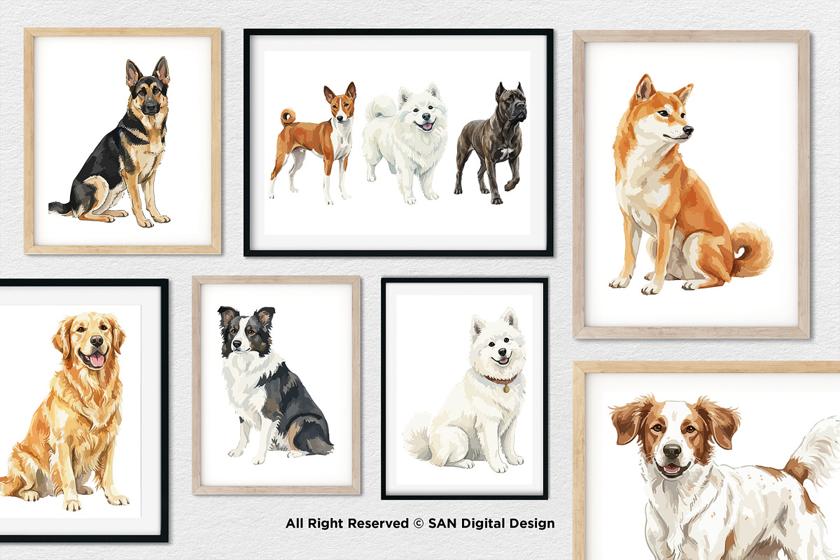 15 Bundle Watercolor Big Dog Fluffy, an Animal Illustration by Morspective (Photo 4 of 8)
