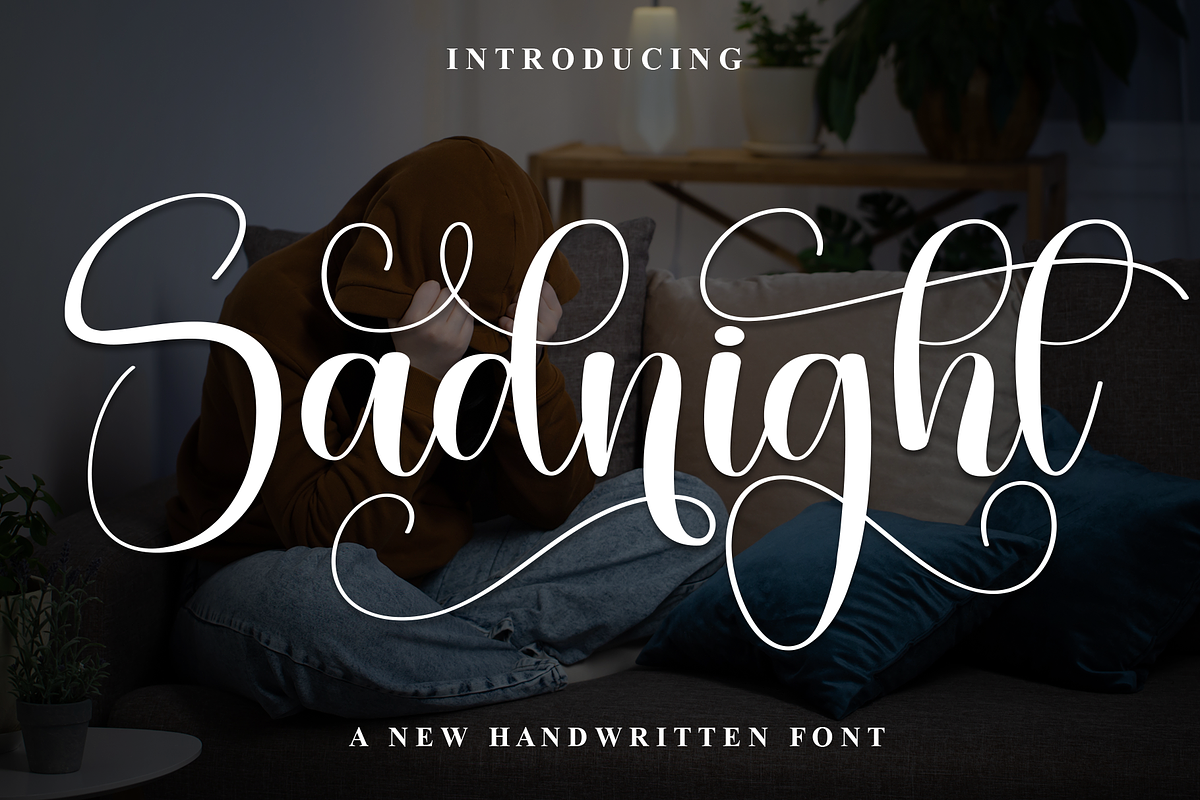 Sadnight | Script Font, a Handwritten Font by Scratchones (Photo 1 of 9)