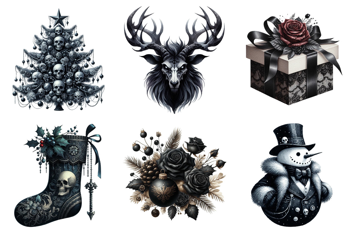 Gothic Christmas clipart bundle, an Illustration by SinaCreation (Photo 5 of 7)