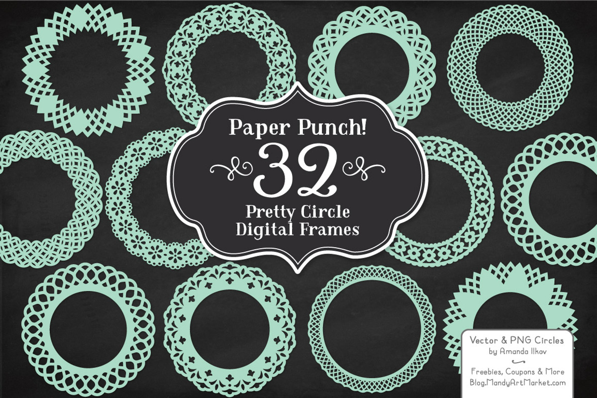 Mint Lace Circle Frames, an Illustration by Amanda Ilkov (Photo 3 of 5)
