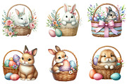 Cute Easter Bunny & Basket Clipart, an Illustration by DreamArtGraphic (Thumbnail 3 of 4)