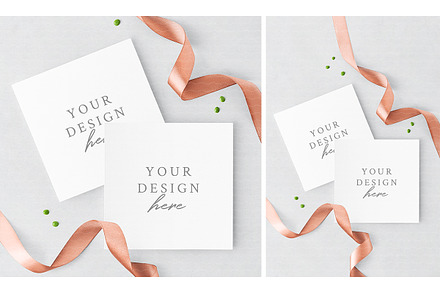 Square Invitation Card Mockup, a Print Template by Lena Zakharova