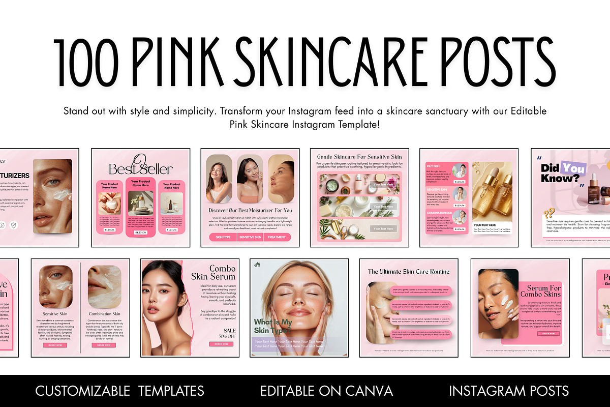 Pink Skincare Instagram Templates