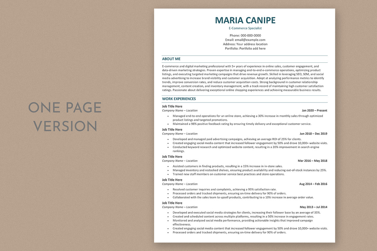ATS Resume / CV, a Resume Template by Anjum Ilyas (Photo 2 of 8)