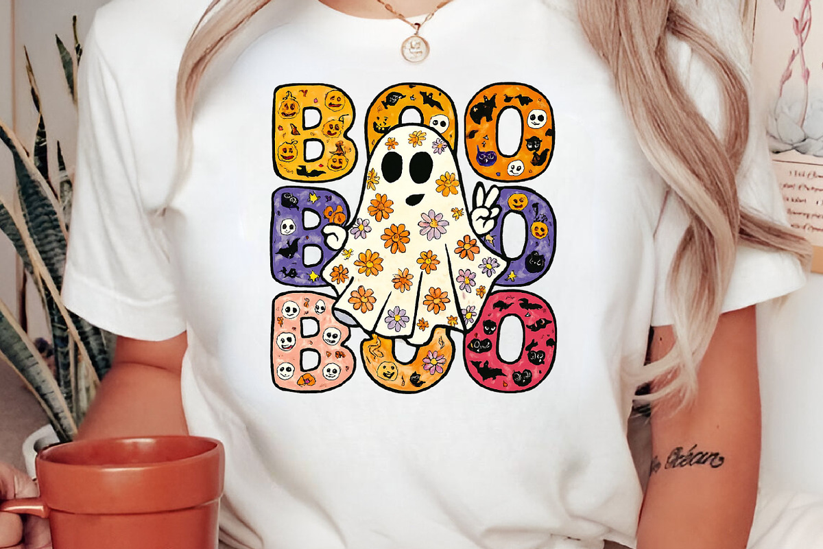Halloween Floral Ghost with BOO PNG, an Illustration by Craft Nest (Photo 3 of 6)