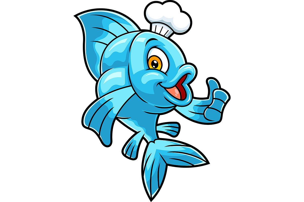 Fish Chef Cartoon Character, an Illustration by HitToon