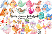 Quirky Whimsical Birds Clipart, an Illustration by Libby Wishes (Thumbnail 1 of 7)
