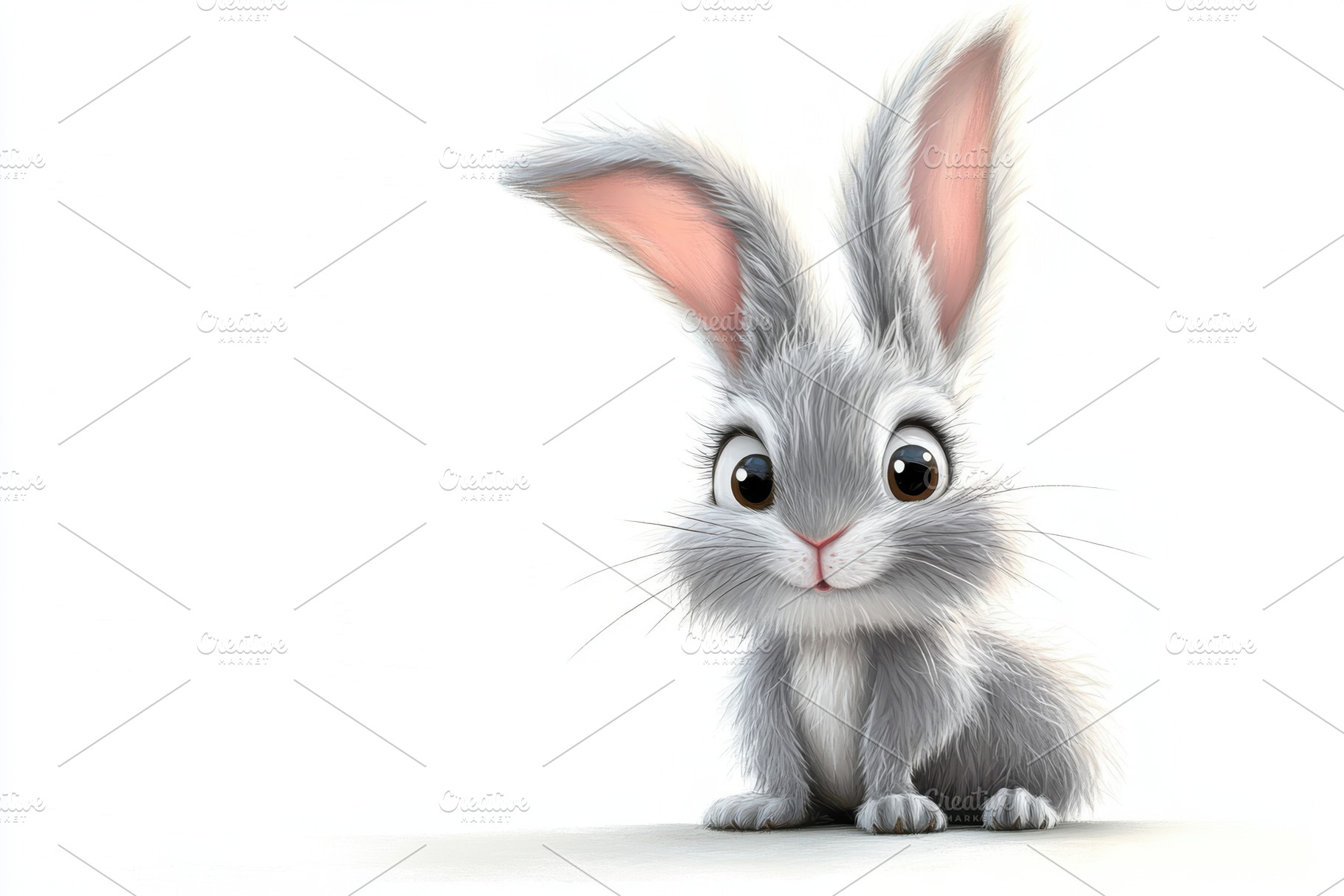 Adorable Gray Bunny Rabbit Sitting C, an Animal Photo by Pixeness Studio