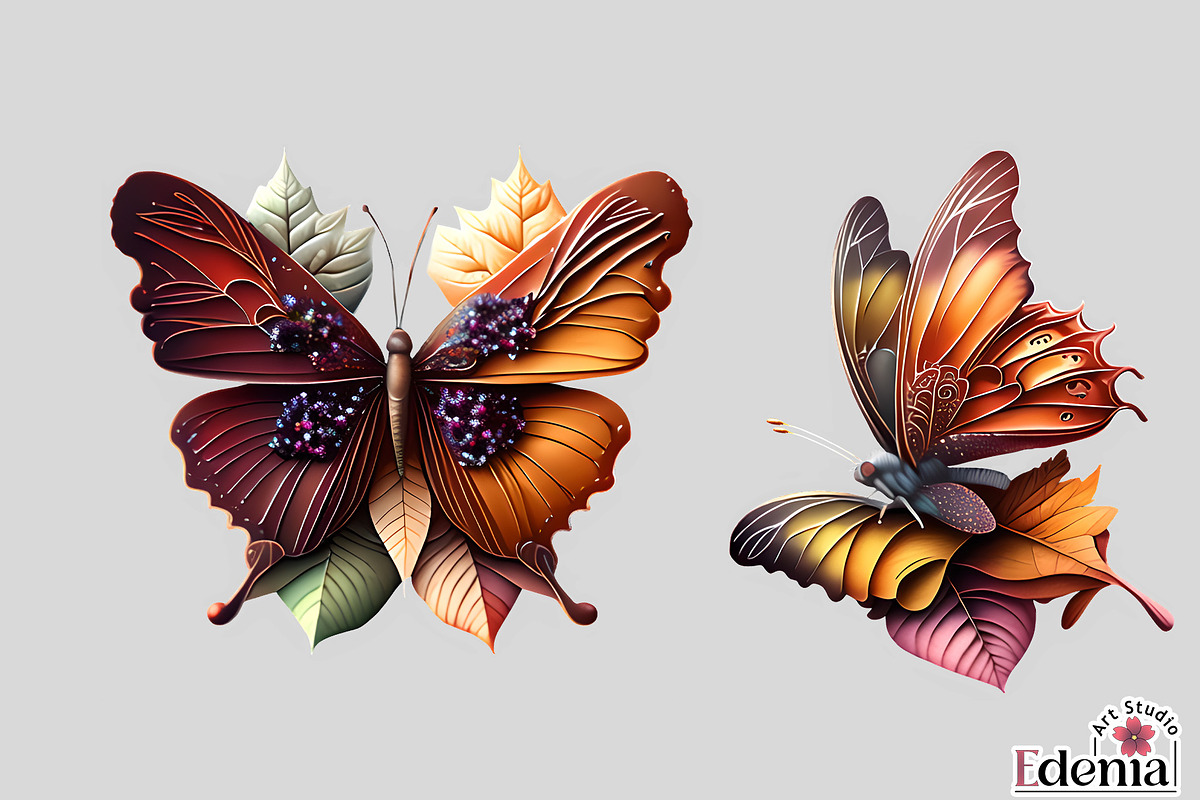 Fall Butterflies Clipart Sublimation, an Animal Illustration by EdeniaArtStudio (Photo 3 of 4)