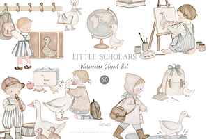 Watercolor Back To School Clipart, an Education Illustration by Pati Paints