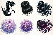 Hair Clipart, Long Hair, Natural Hai, an Illustration by Libby Wishes (Thumbnail 2 of 7)