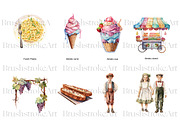 Watercolor Italy Clipart, Food Pizza, an Illustration by BrushstrokeArtGB (Thumbnail 5 of 9)