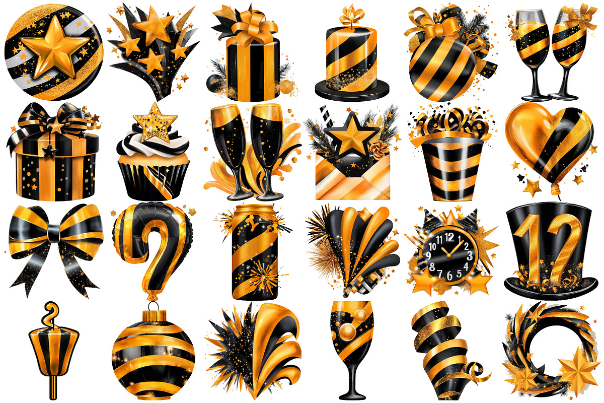 New Year Watercolor Clipart, a Seasonal Illustration by Pixels.Craft (Photo 5 of 5)