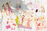 Girls in Pajamas Clipart & Patterns, an Object Graphic by PawLoveArt (Thumbnail 12 of 18)