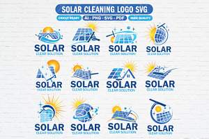 12 Solar cleaning logo SVG bundle, a Branding & Logo Template by Guavanaboy