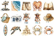 Neutral Summer Beach Clipart, an Illustration by OK Design (Thumbnail 3 of 6)